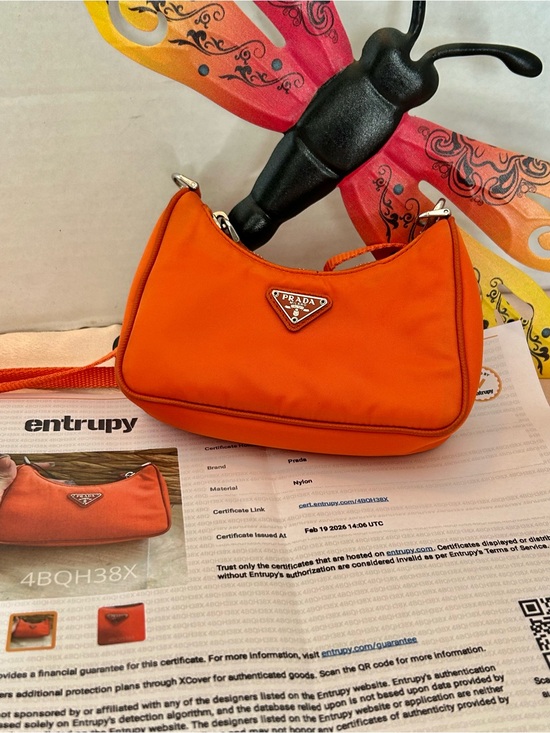 Prada Handbags - Auth. Prada Orange Tessuto Nylon MINI Bag